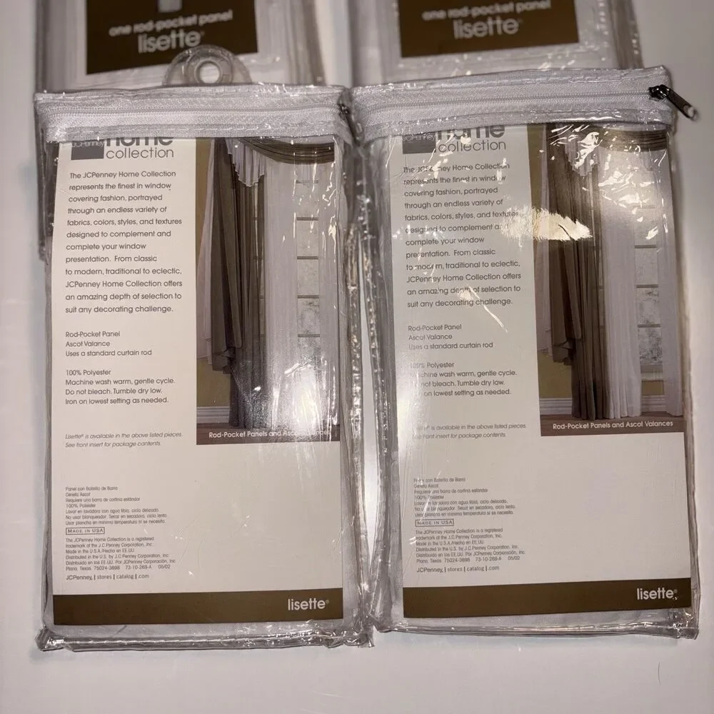 JC Penney Home 60 x 63 Lisette Sheer Cool White Rod Pocket Panels Set Of 4